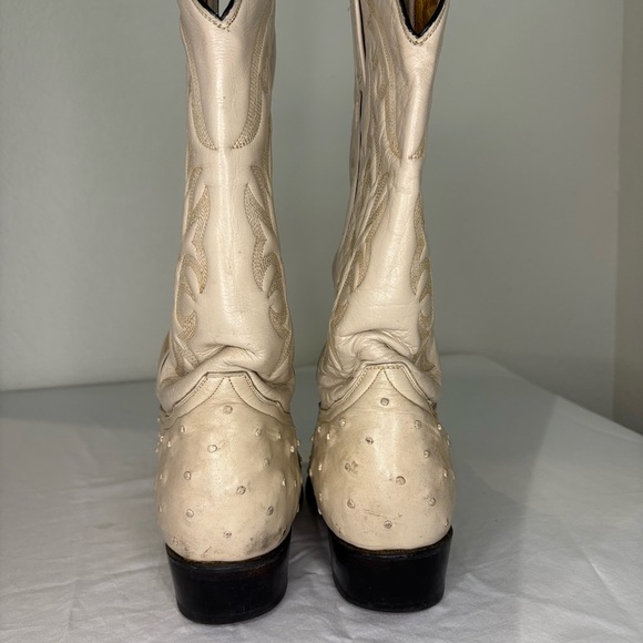 Rudel Winter White Ostrich Cowboy Boots - Picture 4 of 7